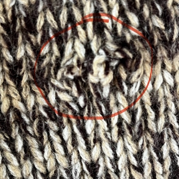 Tashia London | Brown Cashmere Rustic Knit Fringed Button Front Cardigan, Large - Picture 6 of 6